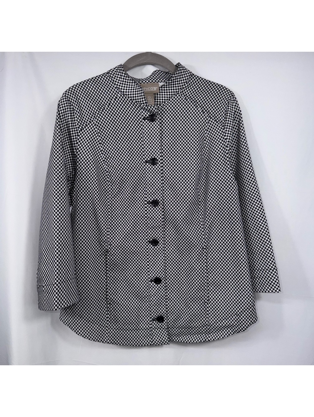 Chico’s Size 0 Black White Houndstooth Jacket